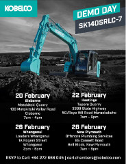 Kobelco are hosting demo days throughout the country and they are coming to Whanganui.