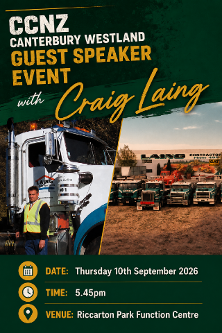 CCNZ Canterbury Westland Guest Speaker Event Thursday 10th September - Craig Laing