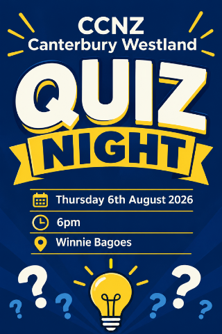 CCNZ Canterbury Westland Quiz Night Thursday 6th August 2026 