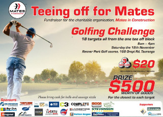$10,000 in prizes - Teeing off for Mates fundraiser - Saturday 12th November 2022